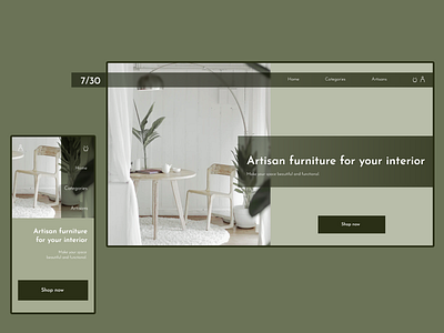 Challenge 7/30 challenge daily challange ecommerce furniture furniture store interior minimalistic mobile ui olive green shop ui ui design