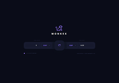 MONKEX - Currency exchange site branding css design html landing landing page ui ux
