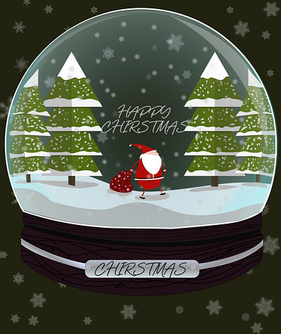 Happy Christmas Snow Globe art artwork christmas christmas tree design globe graphic illustrator minimal santa claus snow snowflake vector