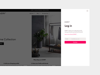 Every • Awards (Desktop) button close gray link login overlay pink sidebar white