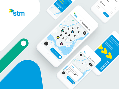 STM: Mobile UI branding design flat interface map minimal montreal ui ux vector website