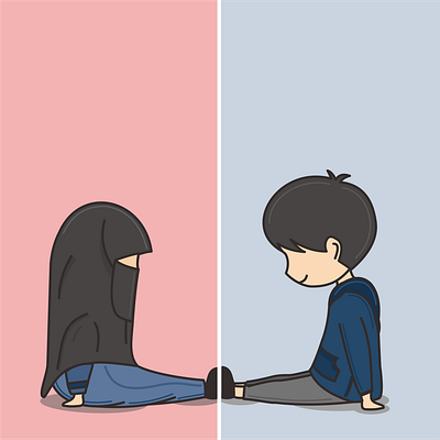 Simi & Cua 3 cartoon character cute design hijab hijab character illustration muslim muslim character muslim couple romantic vector wedding