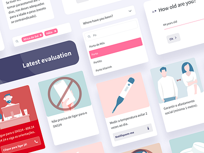 Set of UI elements | App Covid-19 app card clean design system design systems experience form illustration layout loading mobile outsystems questionnaire result stayhome staysafe styleguide styleguides typeform ux