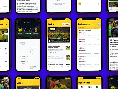 🐯 Harimau Malaya Mobile App app articles football goal mobile app mobile ui player score soccer sports timeline ui user interface ux