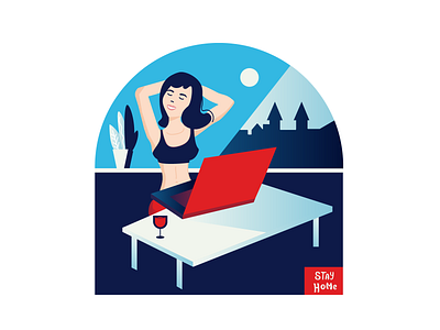 STAY HOME coronavirus covid 19 digital art dribbble freelance graphicdesign illustration poster design procreate shot sketch stayhome tesla ui ukraine ux wine workspace