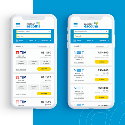 Melhor Ecolha - Comparador compare filter filters internet list list view listing lists mobile mobile ui search ui ui design ux web