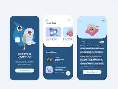 UI Design - Course Club android app app design application design education flat design illustration iphone minimalist ui ui design ux ux design vector web