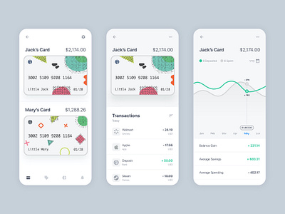 KidzCard Bank App Concept adobe xd analytics app design bank credit card debit card education kids mobile product design responsive ui ux