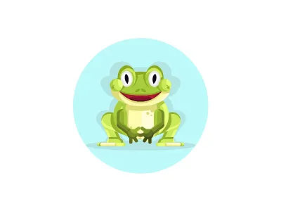 Smiling Frog 🐸 on Blue Background animal background blue characer cute design flat frog funny green illustration jump logo smile vector