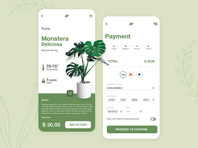 Payment Plants Shop - UI app checkout checkout page daily ui design interface interface design mobile mobile app mobile design mobile ui payment payment ui plants shopping app ui ui design user interface ux web