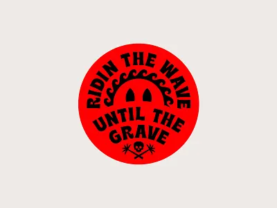 Ridin The Wave badge badge design illustration logo palm tree shane harris skull sticker stickers surf surfing type typography wave