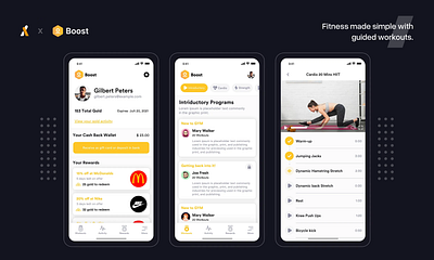 Boost Mobile App Design agilelarks android app app app branding app design boost boost app cardio design design agency fitness gym introductory ios app mobile app design mockup strength ui ux video fitness