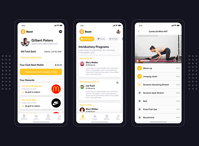 Boost Mobile App Design agilelarks android app app app branding app design boost boost app cardio design design agency fitness gym introductory ios app mobile app design mockup strength ui ux video fitness