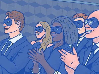 Zik applause crowd mask people suits