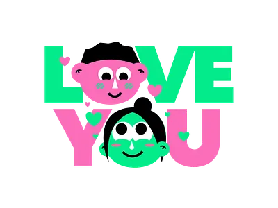 Mushy Love Sticker cartoon couple cute face faces goodtype graphic design illustrated type illustration love love you sticker stickermule type type art type design typography