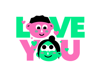 Mushy Love Sticker cartoon couple cute face faces goodtype graphic design illustrated type illustration love love you sticker stickermule type type art type design typography