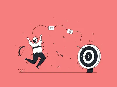 Business Target 2d archery arrow business character clean design flat happy illustration jump lineart marketing minimal success target vector