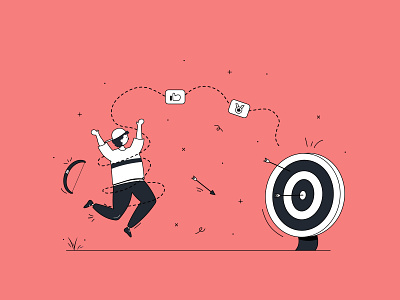 Business Target 2d archery arrow business character clean design flat happy illustration jump lineart marketing minimal success target vector