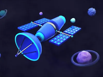 Satellite 3dart 3dartist c4d cinema4d illustration octane octanerender outerspace planets space