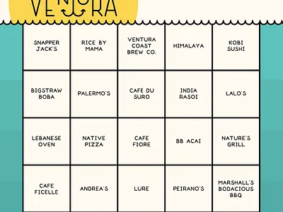 Ventura Eat Local Bingo design graphic design graphic design illustrator typography ventura