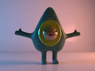 Little Avocado Character animation arnold avocado c4d character cinema 4d deformer toy vinyl