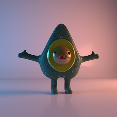 Little Avocado Character animation arnold avocado c4d character cinema 4d deformer toy vinyl