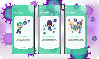 Kids vs Coronavirus app app design appdesign coronavirus covid19 design illustration kids mobile ui