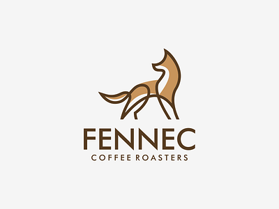 Fennec app branding coffee concept design flat icon logo minimal vector wolf wolfskin