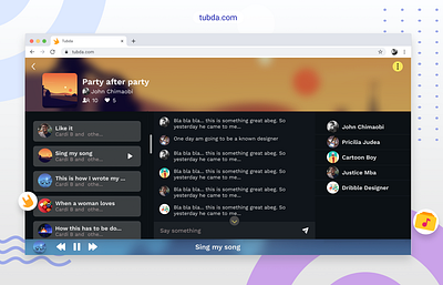 Tubda Redesign Design chatting dashboad music player