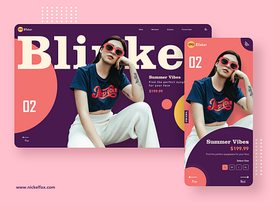 Blinker - Stay Classy background dark app dark ui design ecommerce explore eyewear flat girl glasses header landing page logo minimal mobile app trending ui ux vector web design