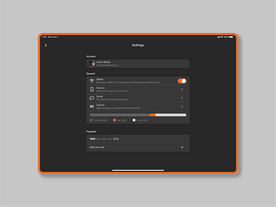 DailyUI 007 - Settings app app design dailyui ipad mobile payment screens settings sketch tables tablet tv ui uiux ux uxui