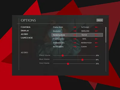 Options Game app app design computer game daily daily ui design display game game design games gaming horror it options settings ui ux