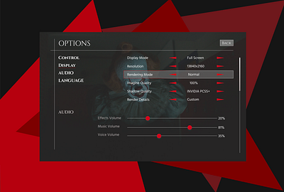 Options Game app app design computer game daily daily ui design display game game design games gaming horror it options settings ui ux