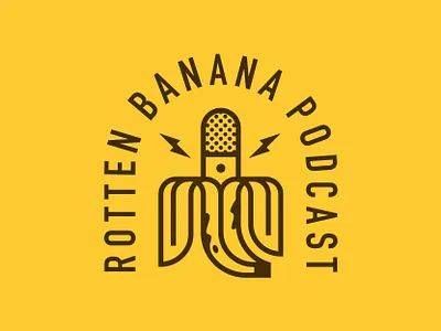 Bananas 2 badge banana branding icon lightning line lockup logo microphone patch podcast thunder typography