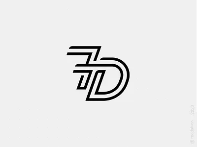 7D monogram logo monochrome monogram number
