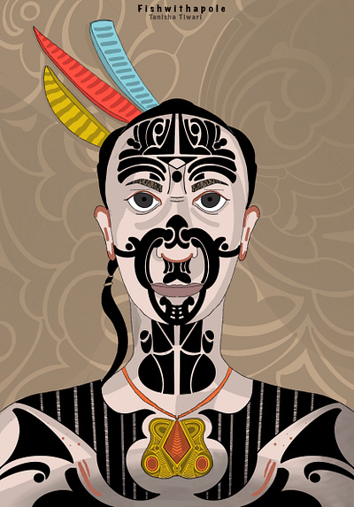 Tribal Tattooed Man artwork character art character concept design folkart illustration illustration design indian art procreate art