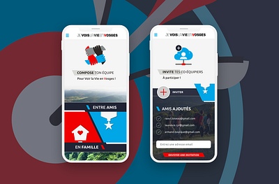Tourism - Je Vois la Vie en Vosges aurélie dassonville blue collaborative platform colors contrast discovery icons set invite nature pixeloscopia red tourism