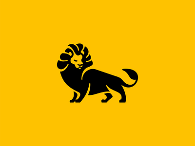 Lion Logo animal branding cat curves design feline identity illustration king lion logo mark modern original power premium symbol unique vector yellow