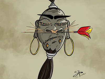 my shrunken head drawn on the ipad pro in procreate drawing