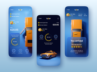 Taxi App Concept 3d appconcept appdesign application carapp carsharing drive ios mobile rental ridesharing taxibooking uber uberclone ui web
