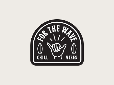 For The Wave B&W Sticker 🤙 badge badge design chill illustration logo palm tree shaka shane harris sticker stickers surfing tropical type typography vibes