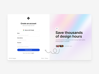 Register—Starter colorful fun gradient login product design ui ux web design