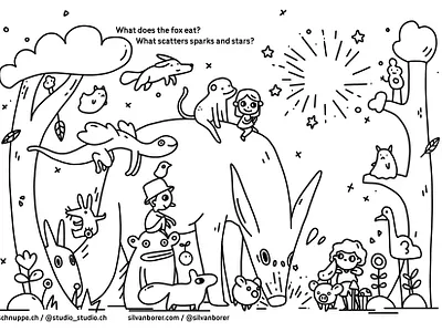coloring picture for kids bird brave coloring book coloring page coloring picture cute cute animal dragon editorial illustration fantasy fox girl graphic design illustration illustration design illustrator jamie oliver aspinall lines