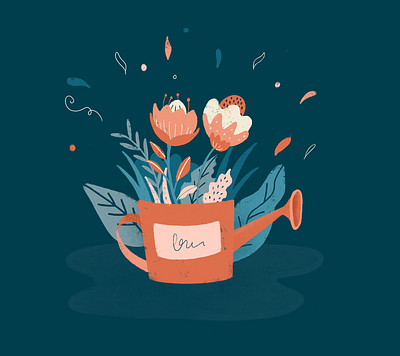 Watering Can flowers illustration procreate watering can