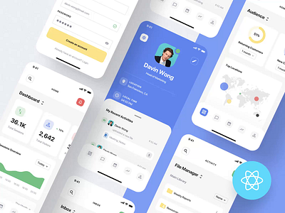SaaS Dashboard App Starter Kit + React animation code dashboard design development ios mobile app react saas app ux