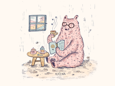 Merienda bear design digitalcolor graphicdesign illustration ilustración ilustradora ilustração oso pencils te tea
