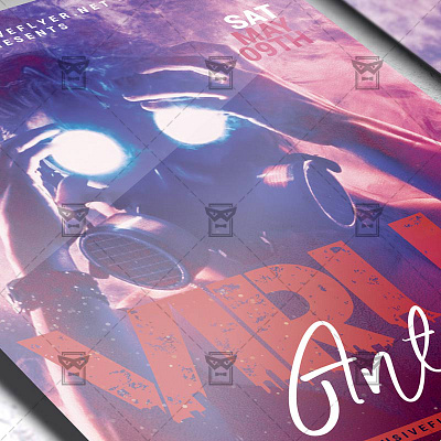 Anti Virus Online Party - Flyer PSD Template together at home