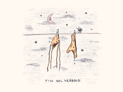 Fin del verano design digitalcolor graphicdesign illustration ilustración ilustradora luna moon pencils summer summernight verano