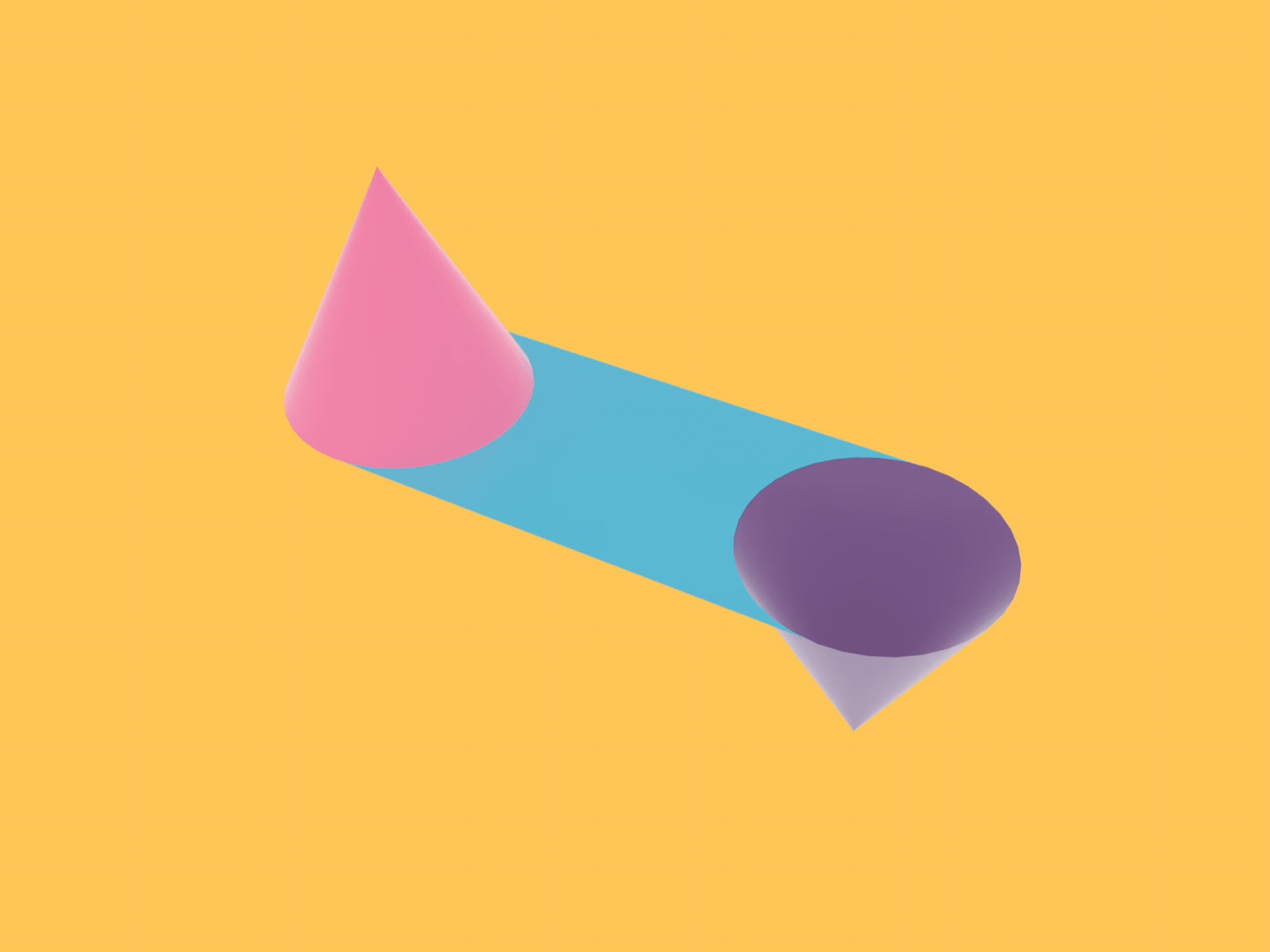 2D>3D Experiment 2d 2dto3d 3d arnoldrender blue bright bright colors c4d c4dtoa clean cone cones connection motion motion design pink purple slide standardrender yellow
