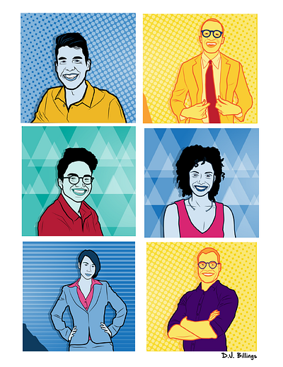 MBA portraits branding design flat illustration web